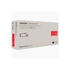  Gumikesztyű latex púderes fehér ˇL " Santex
[ 100 db/cs] [ 10 cs/# ]
