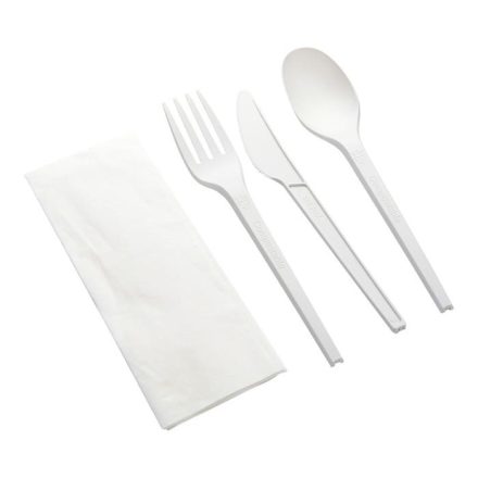 Cuttlery packed Superior WHITE - spoon, fork, knife, napkin (50pcs/pck)