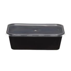 Szögletes  doboz PP Fekete 750 ml + tető [50db/cs]
[5cs/#]