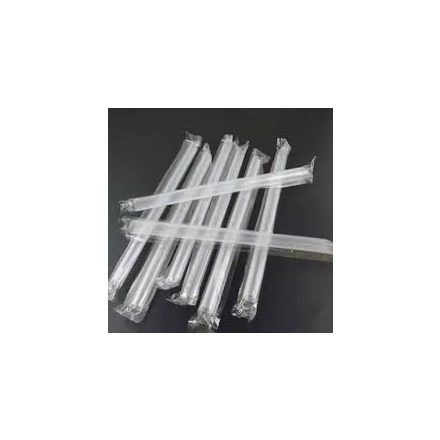 Öko Szívószál Bubble Tea fehér PLA  
           18 cm x 12 mm [ 500 db/cs ]