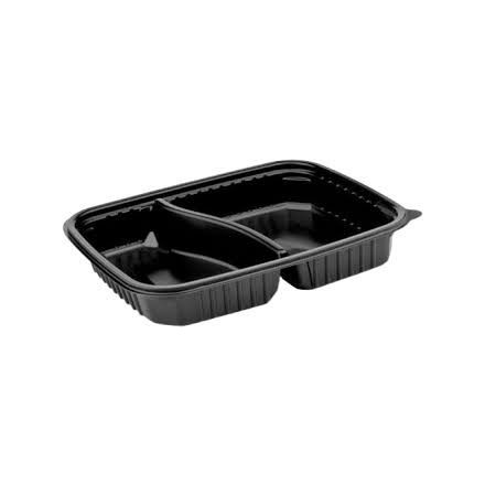 Ovális Elviteles OSZTOTT PP doboz 1200ml FEKETE + tető [ 50 db/cs ] 