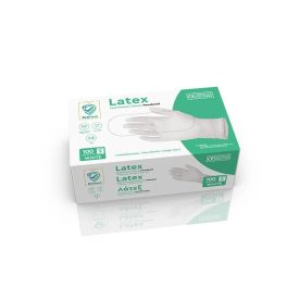   Gumikesztyű latex Fehér Púderes Gloves M 
  [ 100 db/cs] [ 10 cs/# ] (Protect)