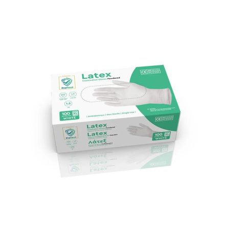 Gumikesztyű latex fehér púderes XL [ 100 db/cs ] [ 10 cs/# ] Gloves