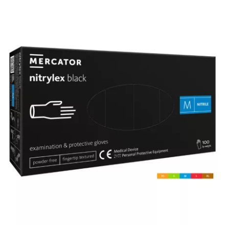 Gumikesztyű Nitril Fekete S [ 100 db/cs] [ 20 cs/# ] Mercator