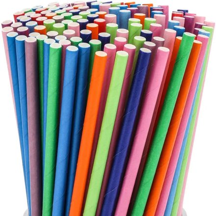 Szívószál koktél vegyes színű Öko egyesével csomagolt papír[ 500 db/cs ] [ 10 cs/# ]